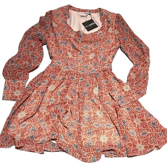 ASOS Patterned Flowy Mini Dress Size 4 petite C19 - Picture 1 of 12